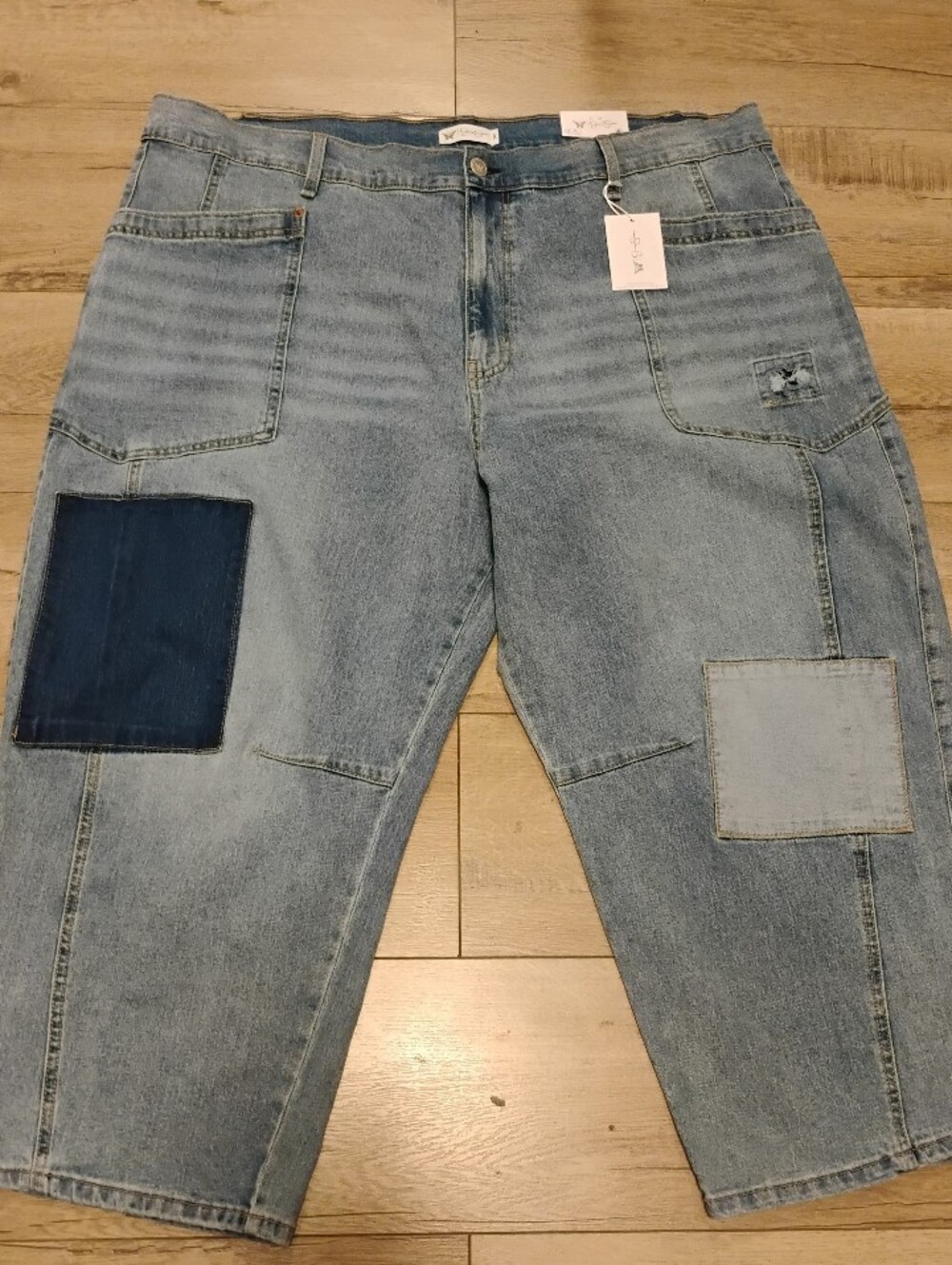 Jessica Simpson Cherry Barrel Utility Patch Jean in Medium Wash Size Plus 24W